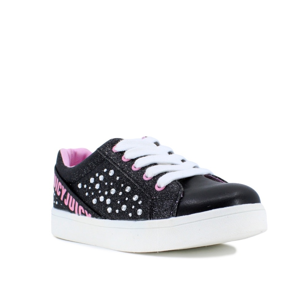 New in Box Juicy Couture Girls Sparkle Lace Up Sneakers Bling Studded Pink Girly